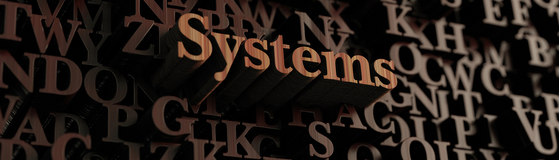 Raised wooden letters that spell the word systems - LRMS - g4 library automation software